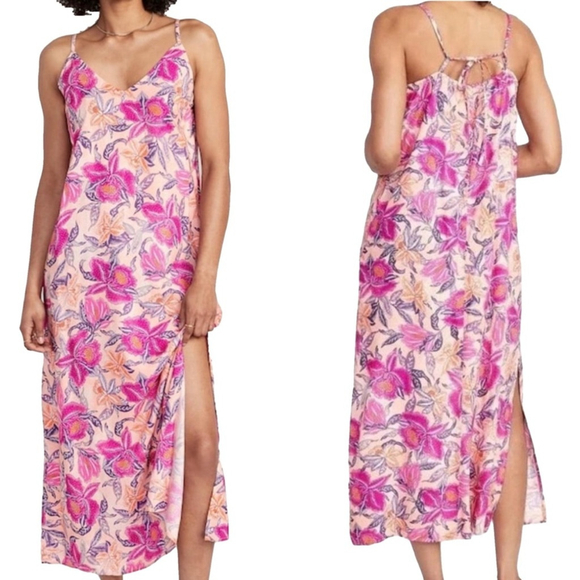 OLD NAVY Womens Maxi Sundress‎ Size M Floral Vacation Beachy Coastal Tropical - Picture 1 of 12